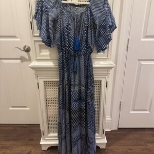 Blue Patterned Maxi Dress